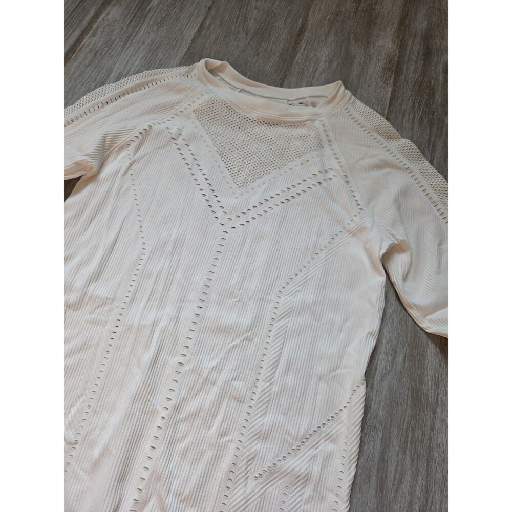 Athleta White Seamless Engineered Mesh Performance Long Sleeve Top Medium EUC - Picture 3 of 7